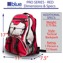 Carregar imagem no visualizador da galeria, Blue Seventy-Two - Pro Series - Kit de supervivencia de mochila de emergencia roja de lujo de 72 horas para 1 persona | Kit de supervivencia para emergencias (incluye tabletas de agua)
