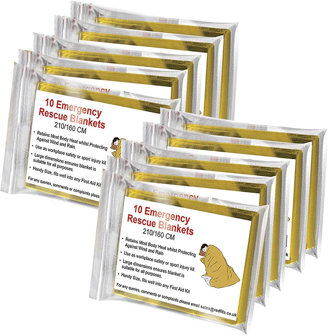 Bramble 10 Mantas Térmicas de Supervivencia de Emergencia - Mantas de Aluminio en Dorado y Plateado - 210 x 160cm