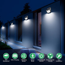 Carregar imagem no visualizador da galeria, Luz Solar Exterior【6 Paquete】, 3 Modos Luz Solar Exterior Jardin con Sensor de Movimiento, IP65 Impermeable Focos Led Exterior Solares para Jardín, Garaje, Calle, Patio, Caminos, Puertas Delanteras
