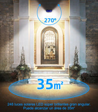 Carregar imagem no visualizador da galeria, Luz Solar LED Exterior Jardin: 248 LED Luces Solares Sensor de Movimiento 270° Foco Solar Exteriores Lampara IP65 Impermeable Aplique Solar Potente para con Iluminacion Terraza Outdoor Light 4 Paquete
