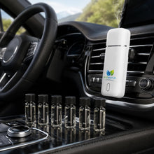 Carregar imagem no visualizador da galeria, Aromatizador de carro DriveSense, preto, difusor de aroma ultrassônico USB-C sem água, 2 níveis de intensidade, kit com 6 fragrâncias de 5ml com cobertura de 12m³ (preto, 6 unidades de 5ml)
