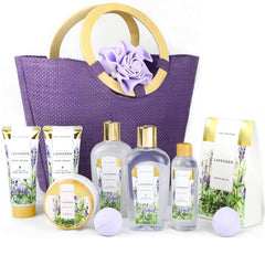 SPA LUXETIQUE Set de baño para mujer, Fragancia de Lavanda Regalo de Cumpleaños Set de Bienestar para Mujer Crema de Manos/Gel de Ducha/Baño de Burbujas/Loción Corporal/Sales de Baño/Esponja de Baño