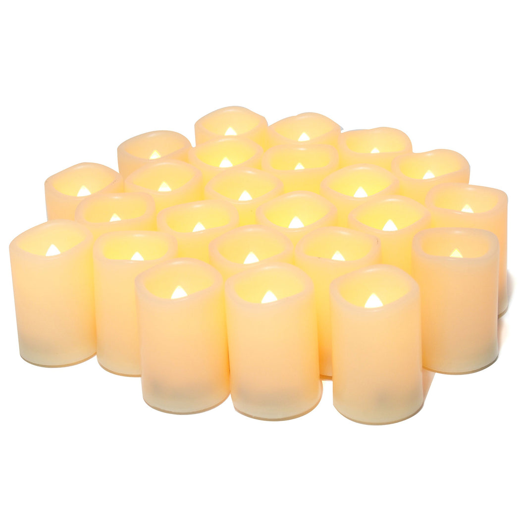 24 velas votivas sin llama, LED parpadeantes de 5 cm, funciona con pilas/velas eléctricas parpadeantes a granel velas artificiales, bodas, fiestas, festivales, Navidad, pilas incluidas