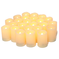 24 velas votivas sin llama, LED parpadeantes de 5 cm, funciona con pilas/velas eléctricas parpadeantes a granel velas artificiales, bodas, fiestas, festivales, Navidad, pilas incluidas