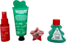 Carregar imagem no visualizador da galeria, Caixa de presente de 4 peças - creme de mãos, corpo e cabelo, gel de duche e sabão artesanal - kit autocuidado vegan e sustentável, ideal para o Natal
