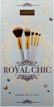 Carregar imagem no visualizador da galeria, Conjunto de pincéis de maquiagem Royal Chic Vegan, 5 peças, cerdas sintéticas macias, ideal para base, sombras e pós, compacto e portátil
