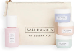 Mini kit Revolution Skincare x Sali Hughes, tamanho de viagem, inclui limpeza, esfoliante, soro e creme hidratante, 3 x 10 ml, 1 x 30 ml