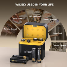 Carregar imagem no visualizador da galeria, imuto 8 Piezas Pilas Recargables AA/AAA,Batería AA AAA 3000/1300 mWh 1.5V Litio Alta Capacidad más de 1600 ciclos con Carga rápida Negra Cargador de Pantalla LED
