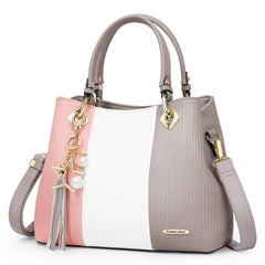 Pomelo Best Bolsos de Mujer, Bolso Señora Tote Multicolor Rayas PU Cuero Con Flecos Bolso Hombro Bolso Shopper perfecto para Trabajo, Diario Vida, Navidad y Fiesta ect