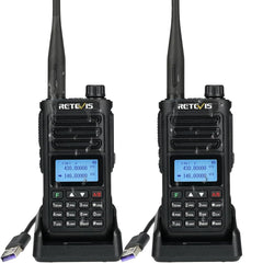 Retevis RA89 Ham Radio, Alta Potencia, IP68 Resistente al Agua, Radio Amateur de Doble Banda, VFO, 2500 mAh, Walkie Talkie Recargable Tipo C, Fácil de Emparejar para Todoterreno (2 Piezas, Negro)