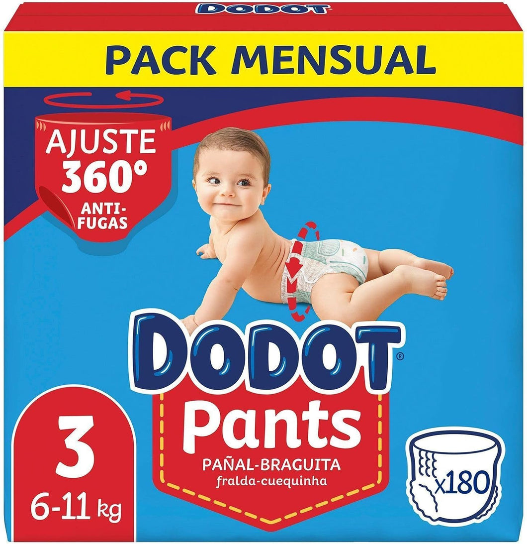 Dodot Pants Fraldas-Cuecas com Proteção Antivazamento 360º T3 - 6-11 Kg com 180 Unidades