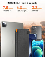 Carregar imagem no visualizador da galeria, A ADDTOP Cargador Solar 25000mAh Power Bank Portátil con 3 Ports 3A Output Batería Externa Impermeable con 4 Paneles Solar para Smartphones Tabletas
