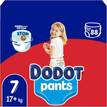Carregar imagem no visualizador da galeria, Dodot Pants para bebés fraldas, tamanho 7, +17 kg, 88 fraldas, fraldas-cuecas com ajuste 360° anti-fugas, pack mensal
