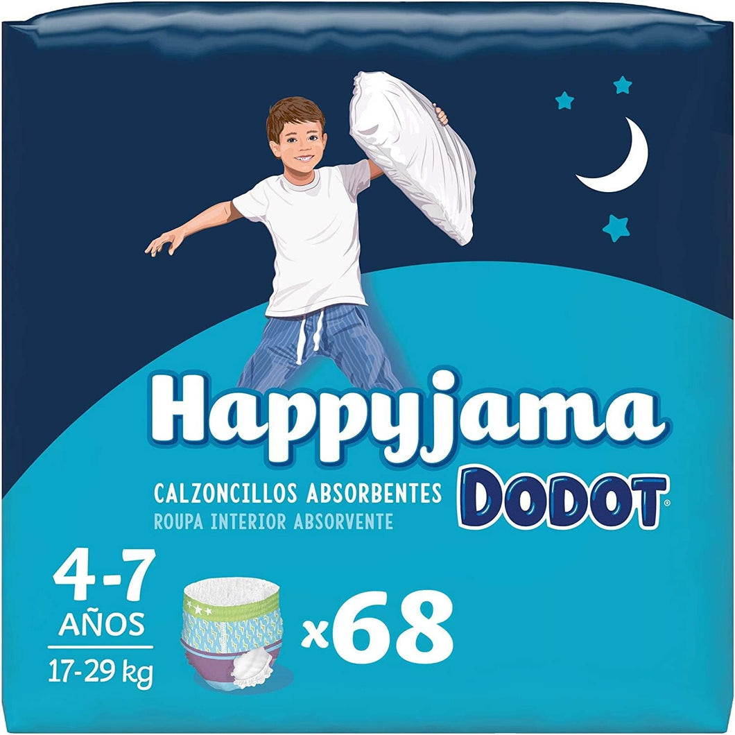 Dodot Fraldas HappyJama para Menino de 4 a 7 Anos (17 - 29 kg), 68 Unidades, Fralda com Proteção Contra Fugas Durante a Noite