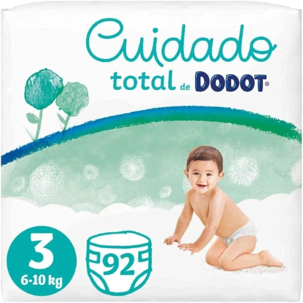 Dodot Fraldas bebé cuidado total tamanho 3 (6-10 kg), 92 fraldas, proteção suave da pele de Dodot com ingredientes de origem vegetal