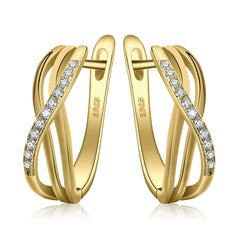 JewelryPalace Pendientes Aro Plata Mujer Oro 14k, Infinito Nudo Pendientes Clip de Perforacion Diamante Simulado, Pendientes Pequeños Mujer Sencillo Piedra, Pendientes Niña Elegantes Conjunto Joyas