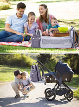 Upload image to gallery viewer, Genérico Mochila de Maternidad con Cuna Portátil Integrada, Bolsa Pañalera Multifuncional Impermeable para Viaje, Gran Capacidad, Organizador Bebé con USB y Cambiador para Mamá y Papá
