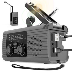 Radio de manivela de energía Solar,Radio de manivela Solar | Radio Am/FM/NOAA con Pilas,Radio de Alarma SOS, Banco de energía de Radio de Supervivencia de Carga de 3 vías para Viajes, Camping,