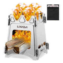 Lixada Estufa de Leña Camping Portátil Ligero Compacto Hornillo Alcohol Estufa Camping Titanio Estufa Madera Portátil para Camping Trekking Mochilero BBQ Picnic Senderismo Supervivencia Al Aire Libre