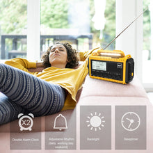 Carregar imagem no visualizador da galeria, Radio Solar Portátil Dab + / Dab/FM con Manivela,Radio con Linterna LED Multifunción con Reloj Despertador Digital,Batería de 5000 mAh y Alarma SOS,Camping,Senderismo,Exterior
