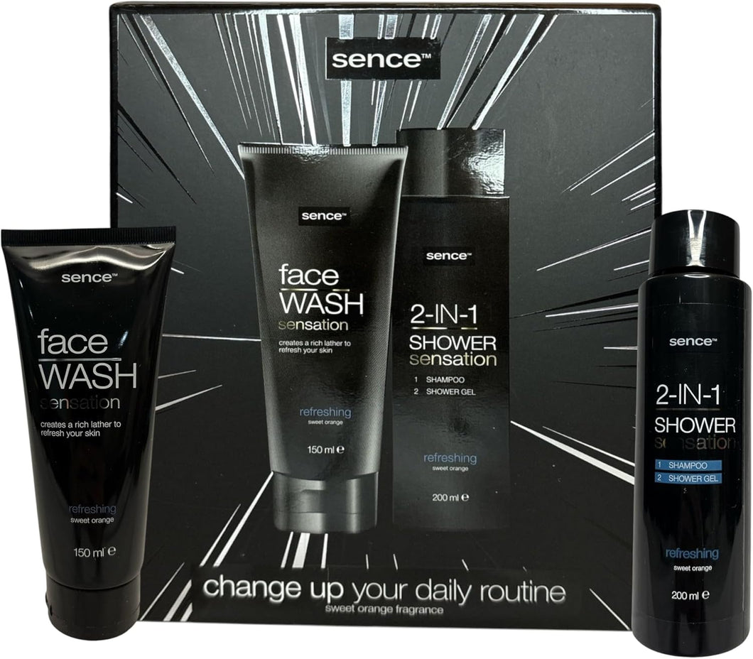 Set de Cuidado Diario con Aroma a Naranja Dulce - Gel de Ducha y Champú 2 en 1 (200 ml) + Limpiador Facial Suave (150 ml) - 2 Piezas Vegan