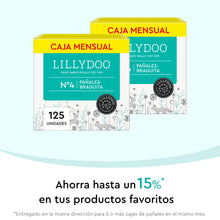 Carregar imagem no visualizador da galeria, Pañales-braguita LILLYDOO, talla 4 (9-15 kg), 5 paquetes de 25 (125 unidades), PACK AHORRO
