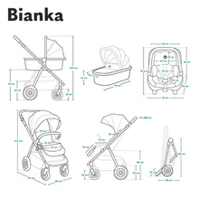 Carregar imagem no visualizador da galeria, LIONELO BIANKA Cochecito de Bebé 3 en 1 (22 kg) Portabebés (9 kg) Silla de Coche (13 kg), Plegable, Sistema de Viaje Respaldo Ajustable Ruedas 360o Amortiguación, Capota XXL, Carrito de Bebe (Beige)
