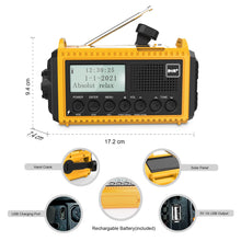 Carregar imagem no visualizador da galeria, Radio Solar Portátil Dab + / Dab/FM con Manivela,Radio con Linterna LED Multifunción con Reloj Despertador Digital,Batería de 5000 mAh y Alarma SOS,Camping,Senderismo,Exterior
