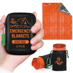 Guijinga Mantas de emergencia para supervivencia, paquete de 2/4 mantas espaciales, mantas gigantes y extremadamente gruesas de Mylar, adecuadas para supervivencia al aire libre, campamento y