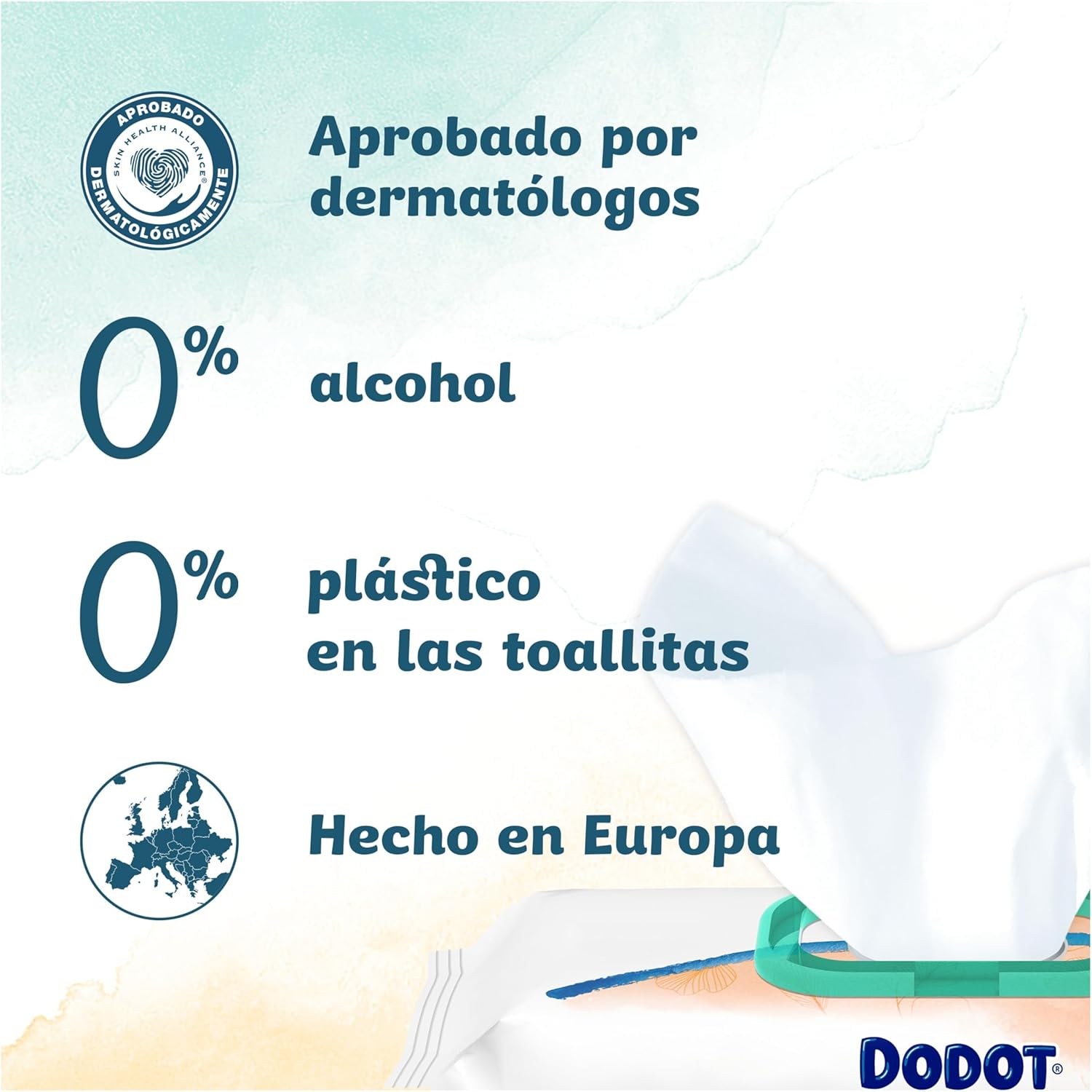 Dodot Toalhetes Pure cuidado e proteção para bebé, 792 toalhetes (18 pacotes de 44 unidades), ajudam a restaurar o pH natural da pele, 99 água, sem plástico