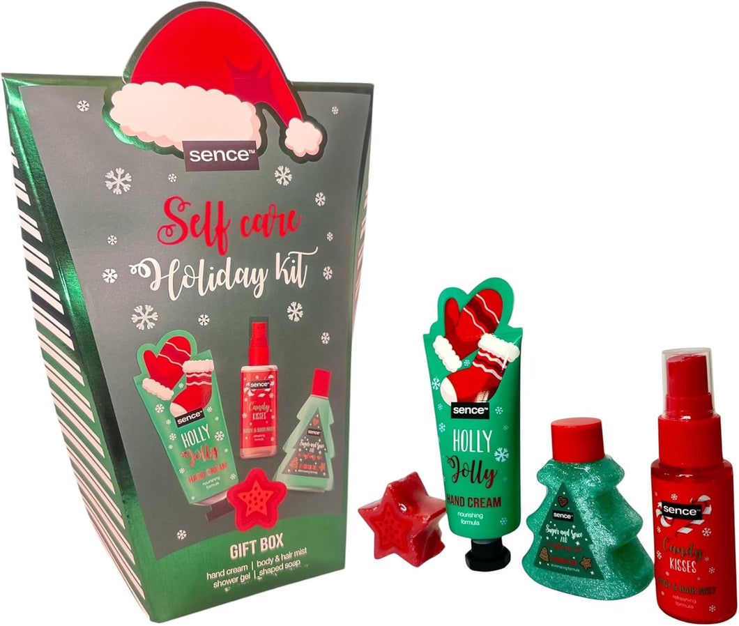 Caixa de presente de 4 peças - creme de mãos, corpo e cabelo, gel de duche e sabão artesanal - kit autocuidado vegan e sustentável, ideal para o Natal