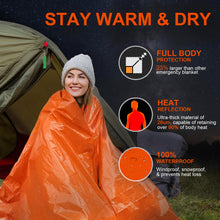 Carregar imagem no visualizador da galeria, Guijinga Mantas de emergencia para supervivencia, paquete de 2/4 mantas espaciales, mantas gigantes y extremadamente gruesas de Mylar, adecuadas para supervivencia al aire libre, campamento y
