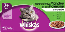 Carregar imagem no visualizador da galeria, Whiskas 7+ 12 X 100g Comida para Gatos, Sabores: Frango, Salmão, Carne e Atum - Alimento Completo e Balanceado com Ingredientes Naturais
