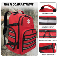 Carregar imagem no visualizador da galeria, Lyirfan Mochila de primeros auxilios, mochila médica vacía de emergencia, con tira reflectante para camping, senderismo, guardería al aire libre, color rojo (solo bolsa)
