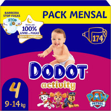 Laden Sie das Bild in den Galerie-Viewer.Dodot Pañales Bebé Activity, Talla 4 (9-14 kg),174 Pañales, Hasta 12h de Protección Antifugas y Ajuste, Pack Mensual
