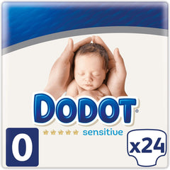 Dodot Sensitive - Fraldas para recém-nascido, tamanho 0 (até 3 kg), 2 embalagens 24, 48 fraldas
