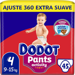 Dodot Activity Pants Pañal-Braguita Talla 4, 45 Pańales, 9kg-15kg, Con Barrera STOP Fugas Que Ayuda A Prevenir Fugas Traseras