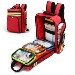 Botiquín De Primeros Auxilios Vacío Mochila Botiquines De Emergencia -Impermeable Resistente Al Desgaste Bolsa Transpirable Reflectante Para Viajes, Casa, Coche, Lugar De Trabajo Rojo 45 * 15 * 35cm