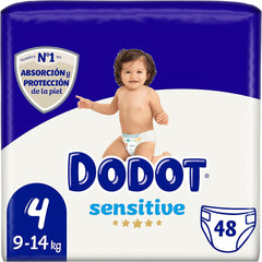 Dodot Pañales Sensitive Size 4, 48 Units - Pañales for Sensitive Skin with Humidity Indicator and High Absorption