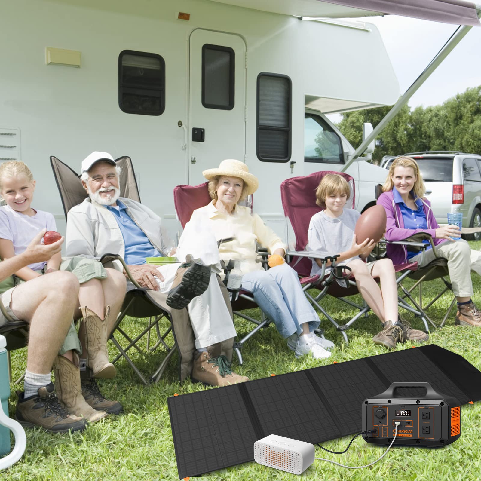 Kit de panel de cargador solar plegable de 120 W Panel de cargador de batería solar flexible plegable impermeable portátil con puertos USB / DC / Type-C para estación de energía, al aire libre RV