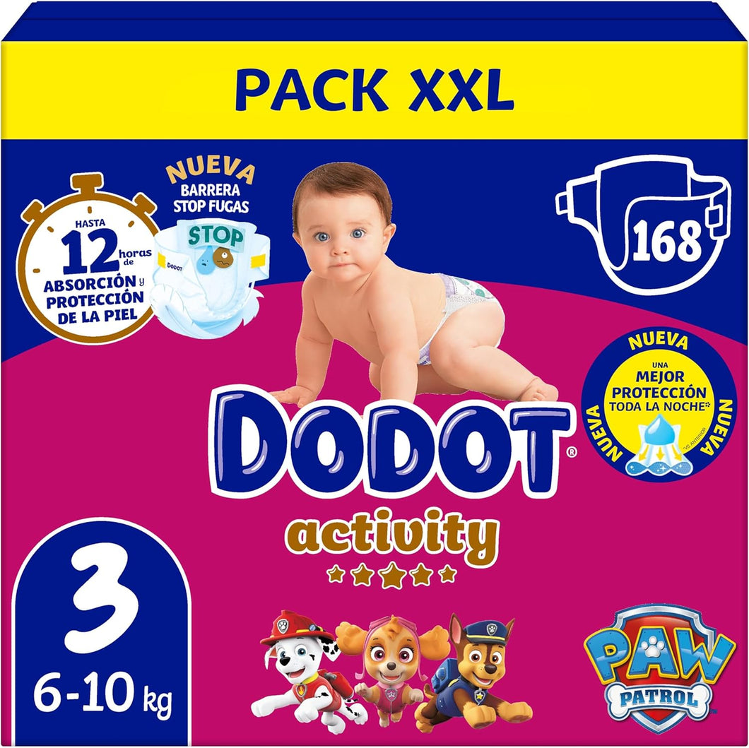Dodot Activity Talla 3, 168 Pańales, 6kg-10kg