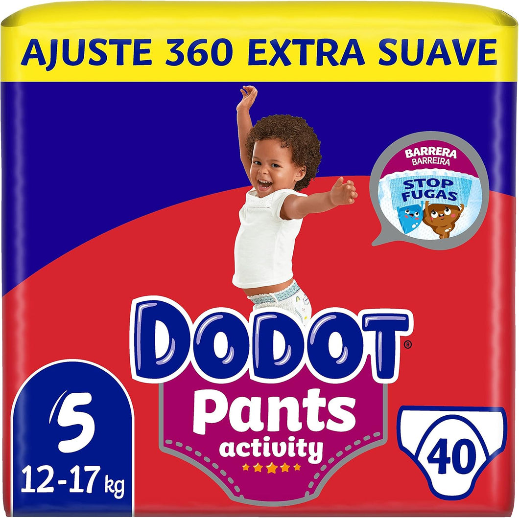 Dodot Pañales Bebé Activity Pants Talla 5, 40 Pañales, 12-17kg, Extra Suave