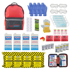 Ready America 70380 Kit de emergencia de 72 horas, 4 personas, mochila de 3 días, incluye botiquín de primeros auxilios, manta de supervivencia, comida de emergencia, preparación portátil para