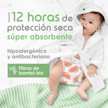 Carregar imagem no visualizador da galeria, PureBorn Pañales Bebé Ecológicos de Bambú, Talla 4 (7-12 kg), 144 piezas (3 x 48), Hipoalergénicos, Ultrasuaves, Estampado Surtido
