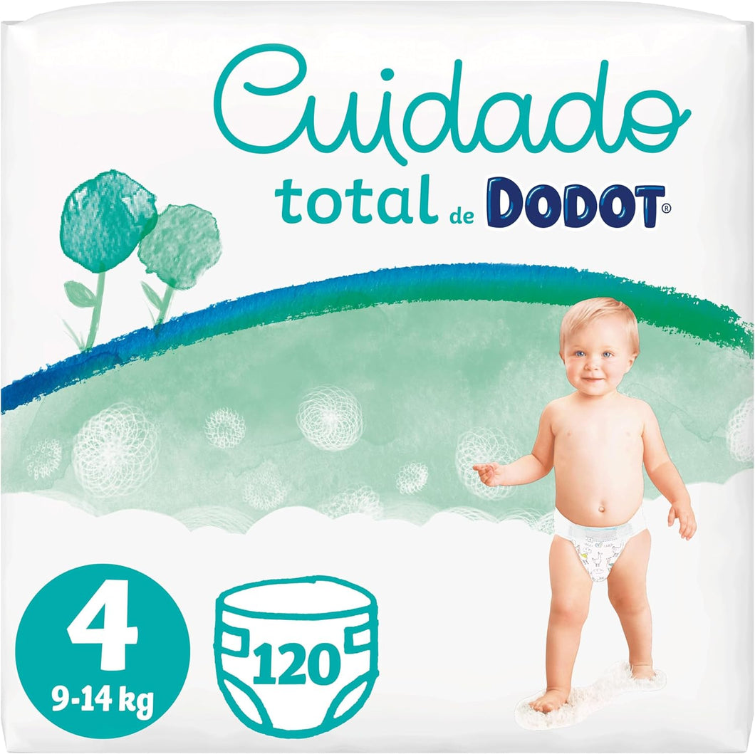 Dodot Fraldas bebé cuidado total tamanho 4 (9-14 kg), 120 fraldas, proteção suave da pele de Dodot com ingredientes de origem vegetal