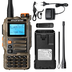 BAOFENG K63 6W Walkie Talkie, radioaficionado portátil multibanda UHF/VHF/1,25 M, Am/FM, 2600 mAh batería, 999 Canales, Copia de frecuencia inalámbrica, repetidor de frecuencia inversa, Amarillo