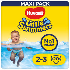 Huggies Little Swimmers Pañales Bañadores para Bebé Talla (3-4), Barreras Anti-Escapes para Una Máxima Protección en el Agua, 20 Pañales Desechables