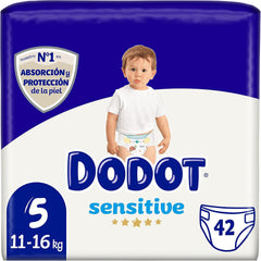 Pañales Dodot Sensitive Talla 5, 42 Unidades - Pañales para Piel Sensible con Indicador de Humedad y Alta Absorción