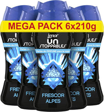 Carregar imagem no visualizador da galeria, LENOR Unstoppables Pérolas de máquina de lavar perfumadas, 93 lavagens (6 x 210 g), suave para roupas, potenciador de fricção, fragrância alpes, floral
