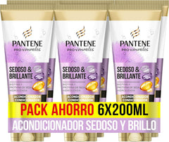 Pantene Pro-V Miracles sedoso e brilhante, condicionador para cabelo danificado, tratado excessivamente com pincéis, 200 ml x 6
